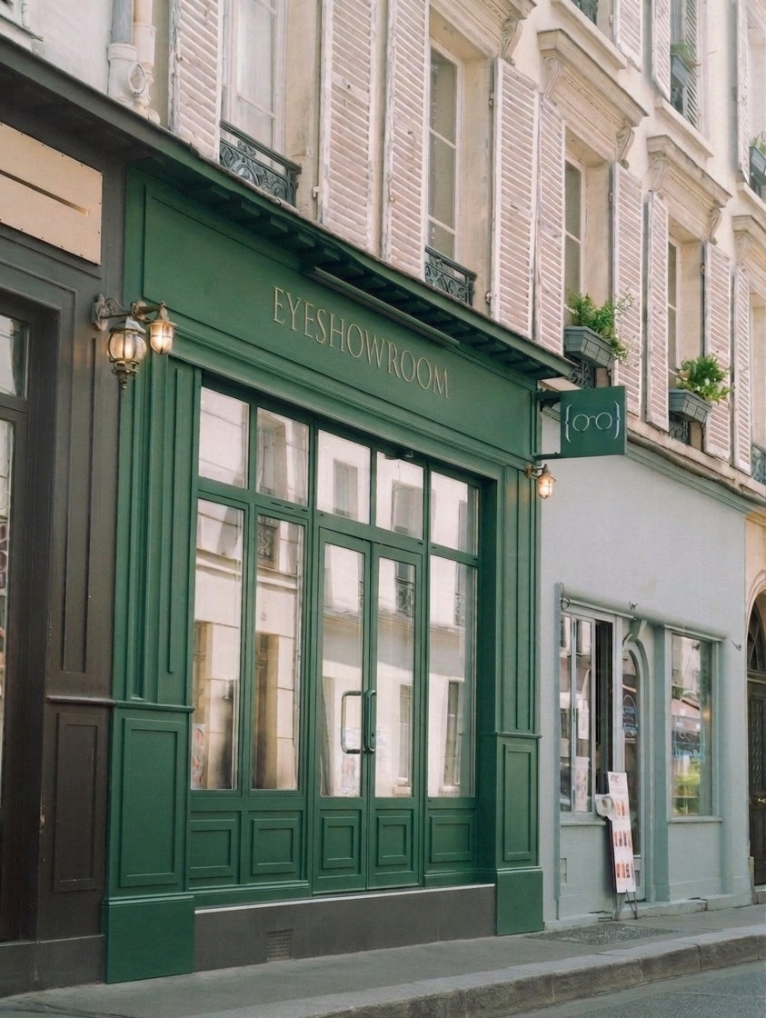 Façade Eyeshowroom, 18 rue Biot, Paris 17e Batignolles
