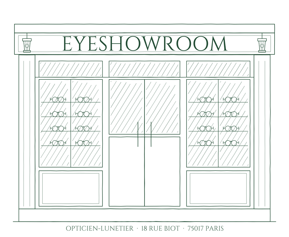 Façade Eyeshowroom, 18 rue Biot, Paris 17e Batignolles